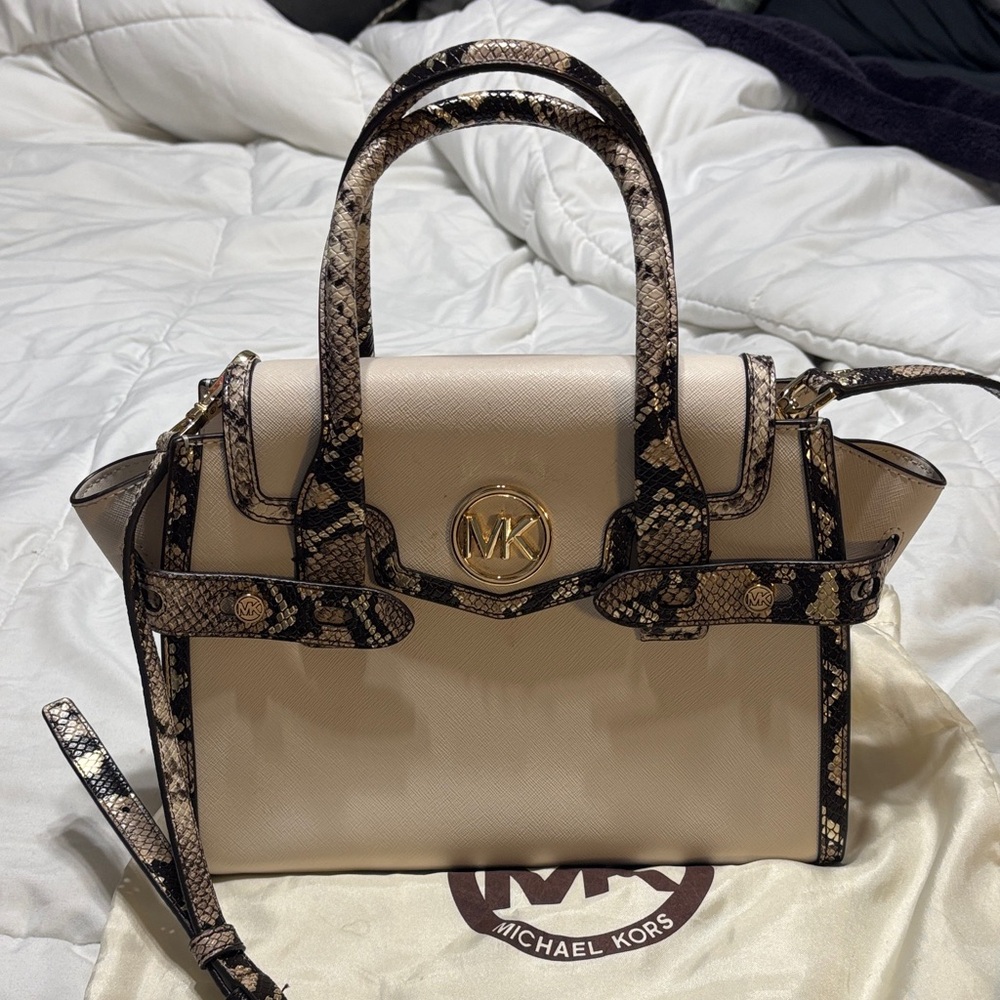 Michael Kors Cream and Black Satchel